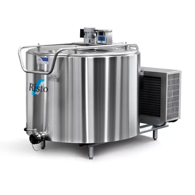 Cuvă de răcire a laptelui Risto din inox cu sistem de răcire integrat – ideală pentru ferme mici și procesare lapte direct la sursă